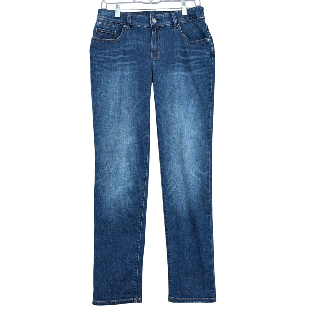 Chico's The Platinum Boyfriend Jeans Women 0 Ankle Cotton Spandex Blue